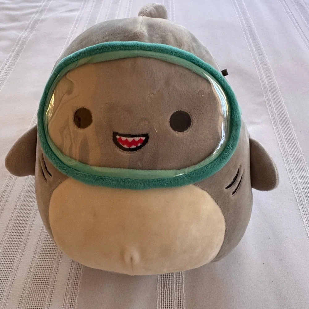Squishmallows Gordon the Shark 8 Inch Scuba Mask Goggles Plush Toy Gray Teal